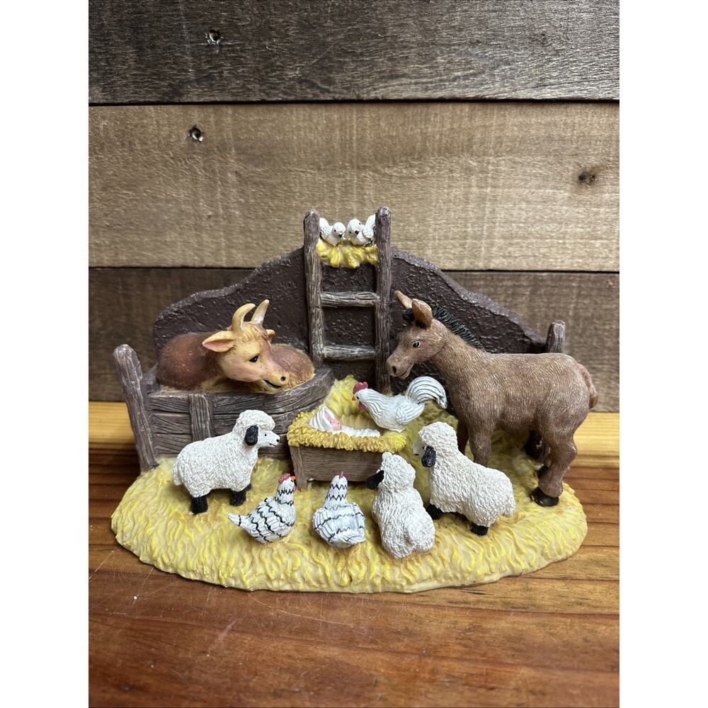 Nativity Scene With Barn Farm Animals 6x9x4